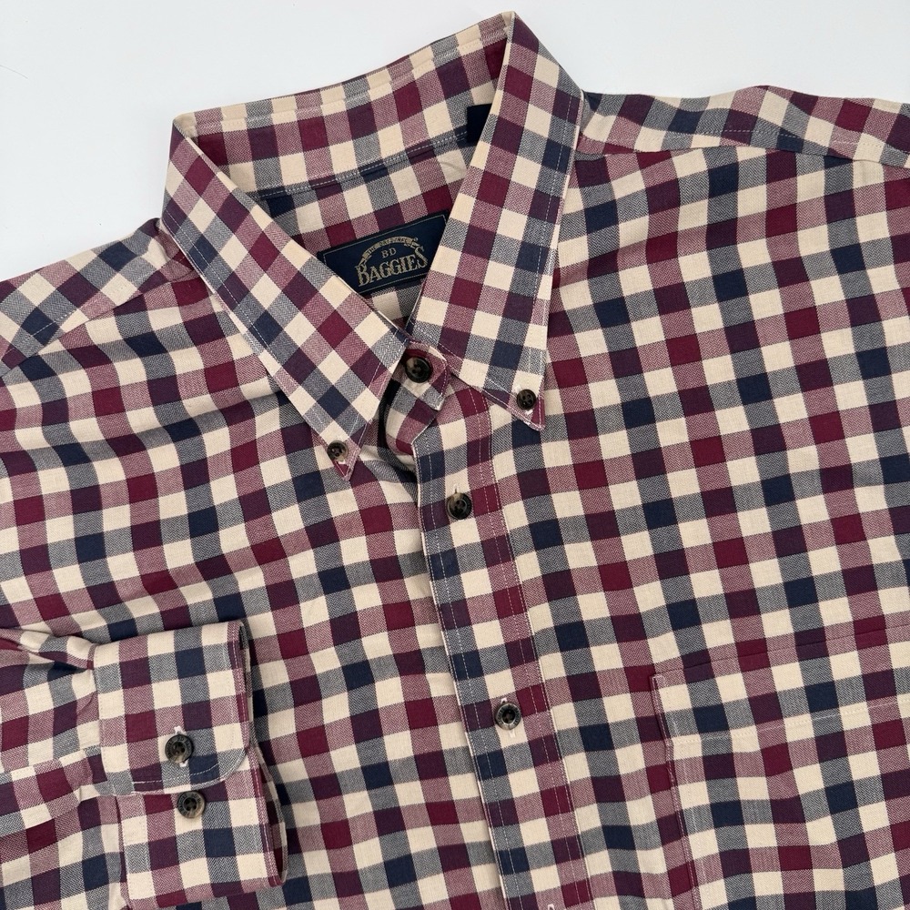 BD BAGGIES Plaid Button‎ Down Shirt Mens Size XL Red And Blue Plaid